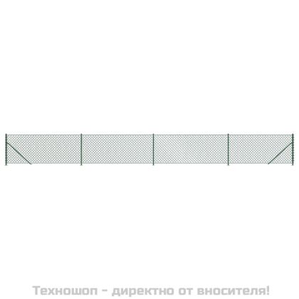 Плетена оградна мрежа с фланец, зелена, 1,1x10 м