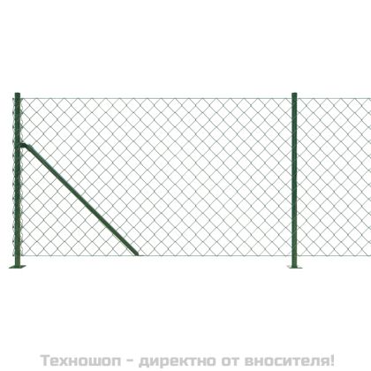 Плетена оградна мрежа с фланец, зелена, 1,1x10 м