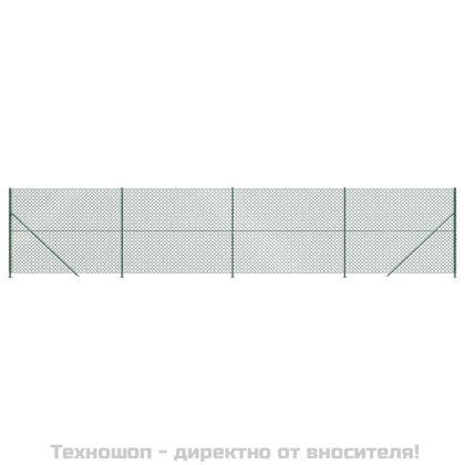 Плетена оградна мрежа с фланец, зелена, 1,6x10 м