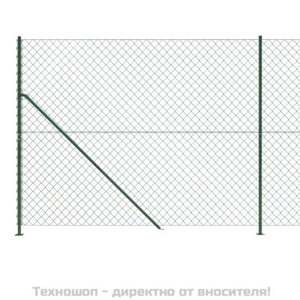 Плетена оградна мрежа с фланец, зелена, 1,6x10 м