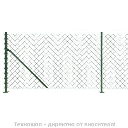 Плетена оградна мрежа с фланец, зелена, 0,8x25 м