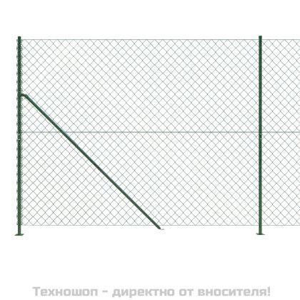 Плетена оградна мрежа с фланец, зелена, 1,6x25 м