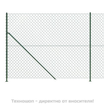 Плетена оградна мрежа с фланец, зелена, 2,2x25 м