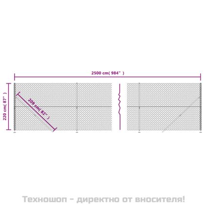 Плетена оградна мрежа с фланец, зелена, 2,2x25 м