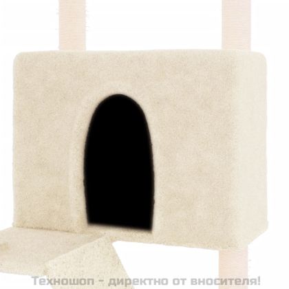 Котешко дърво със сизалени стълбове, кремаво, 143 см