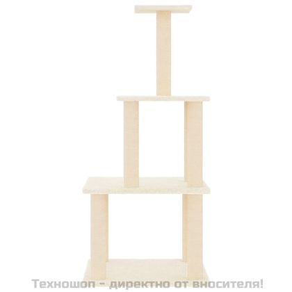 Котешко дърво със сизалени стълбове, кремаво, 111 см