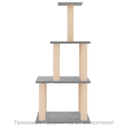 Котешко дърво със сизалени стълбове, светлосиво, 111 см