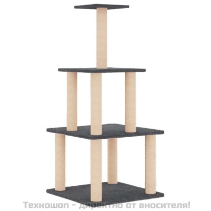 Котешко дърво със сизалени стълбове, тъмносиво, 111 см