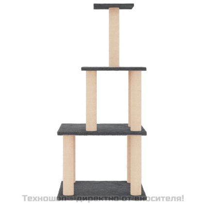 Котешко дърво със сизалени стълбове, тъмносиво, 111 см