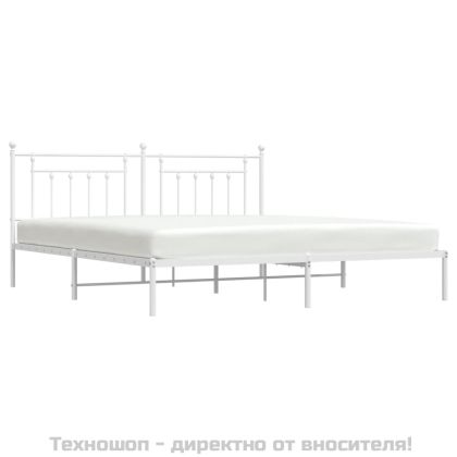 Метална рамка за легло с горна табла, черна, 193x203 см