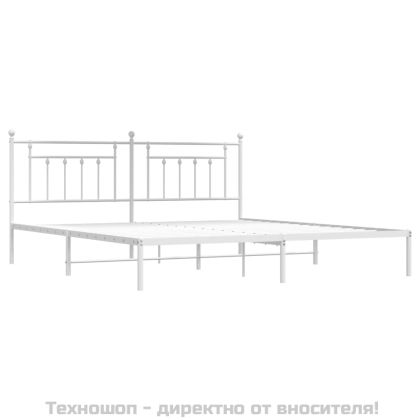 Метална рамка за легло с горна табла, черна, 193x203 см