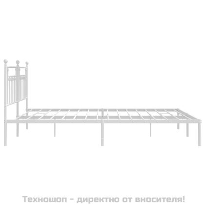 Метална рамка за легло с горна табла, черна, 193x203 см