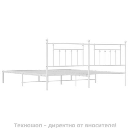 Метална рамка за легло с горна табла, черна, 193x203 см