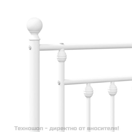 Метална рамка за легло с горна табла, черна, 193x203 см