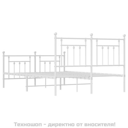 Метална рамка за легло с горна и долна табла, бяла, 140x190 см