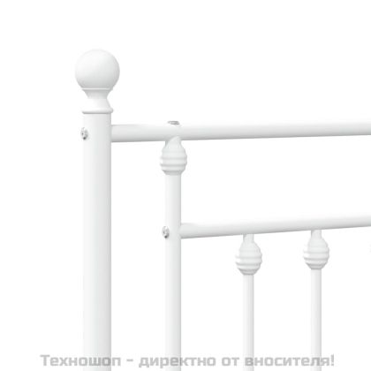 Метална рамка за легло с горна и долна табла, бяла, 140x190 см