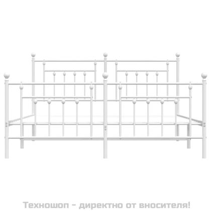 Метална рамка за легло с горна и долна табла, бяла, 180x200 см