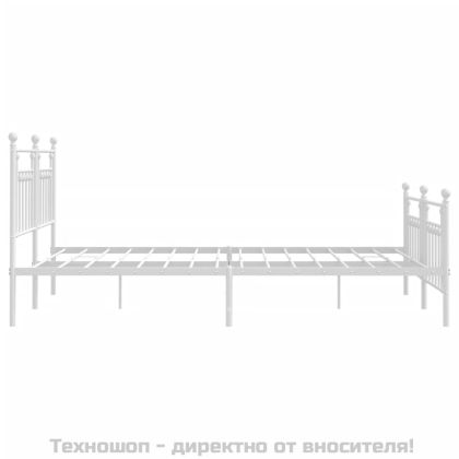 Метална рамка за легло с горна и долна табла, бяла, 180x200 см