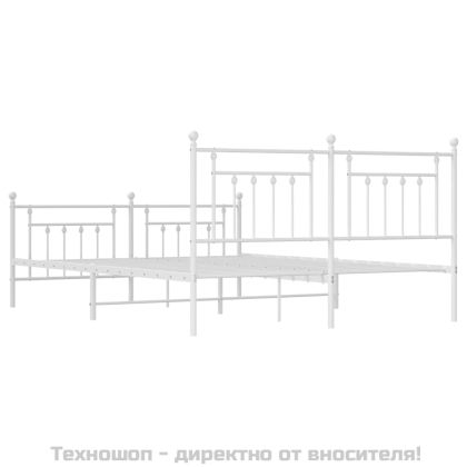 Метална рамка за легло с горна и долна табла, бяла, 180x200 см