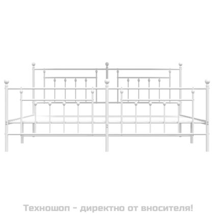Метална рамка за легло с горна и долна табла, бяла, 193x203 см