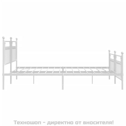 Метална рамка за легло с горна и долна табла, бяла, 193x203 см