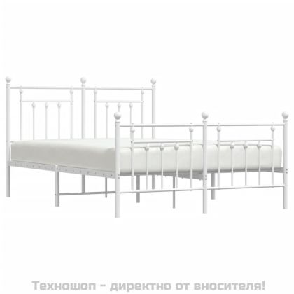 Метална рамка за легло с горна и долна табла, бяла, 140x200 см