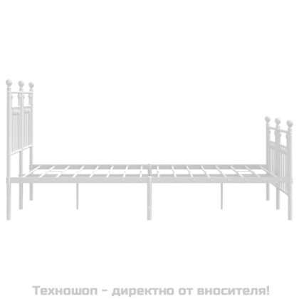 Метална рамка за легло с горна и долна табла, бяла, 140x200 см