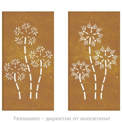 Градински декорации 2 бр 105x55 см стомана кортен дизайн цветя