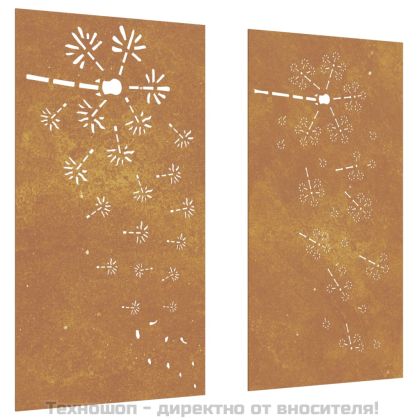 Градински декорации 2 бр 105x55 см стомана кортен дизайн цветя