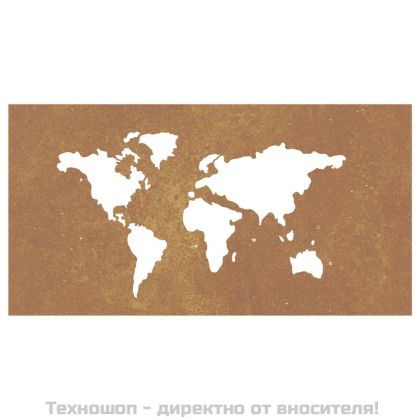 Градинска декорация 105x55 см кортенова стомана карта на света