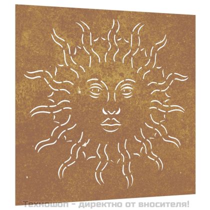 Градинска декорация 55x55 см кортенова стомана дизайн слънце