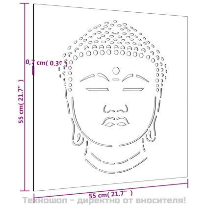 Градинска декорация 55x55 см стомана кортен дизайн Буда глава