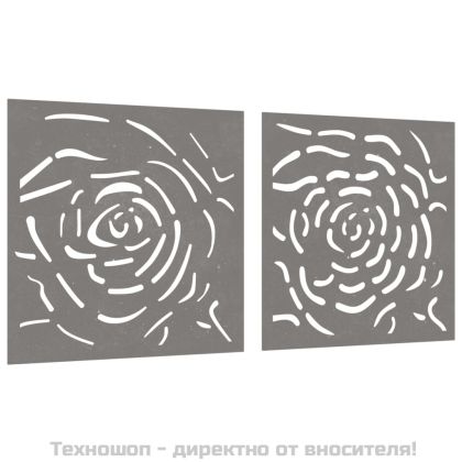 Градински декорации 2 бр 55x55 см кортенова стомана дизайн роза