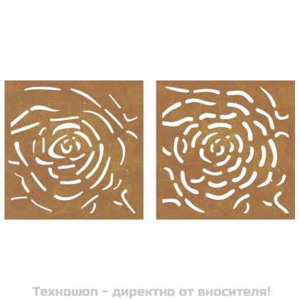 Градински декорации 2 бр 55x55 см кортенова стомана дизайн роза