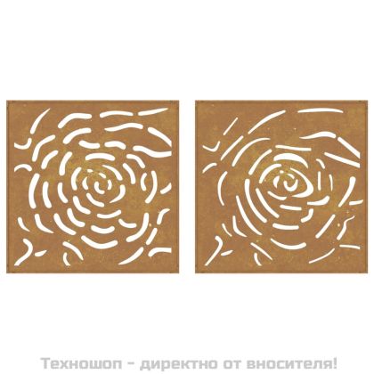 Градински декорации 2 бр 55x55 см кортенова стомана дизайн роза