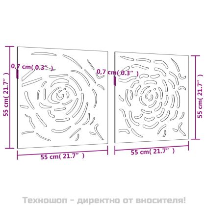 Градински декорации 2 бр 55x55 см кортенова стомана дизайн роза