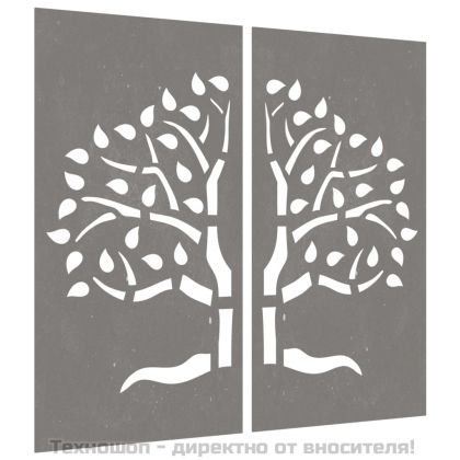 Градински декорации 2 бр 105x55 см стомана кортен дизайн дърво