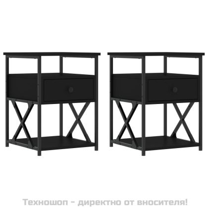 Нощни шкафчета 2 бр черни 40x42x55 см инженерно дърво