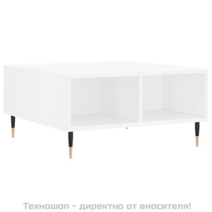 Кафе маса, бял гланц, 60x60x30 см, инженерно дърво
