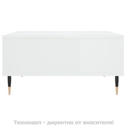 Кафе маса, бял гланц, 60x60x30 см, инженерно дърво
