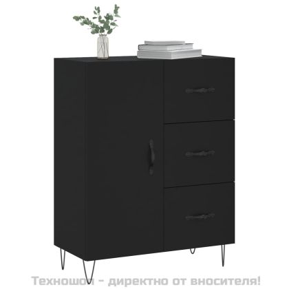 Сайдборд, черен, 69,5x34x90 см, инженерно дърво