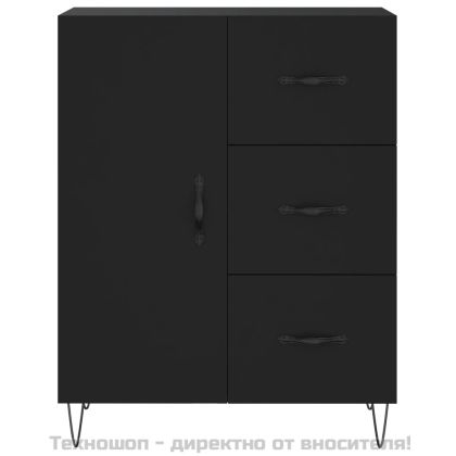 Сайдборд, черен, 69,5x34x90 см, инженерно дърво