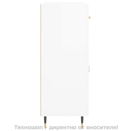Сайдборд, бял гланц, 69,5x34x90 см, инженерно дърво
