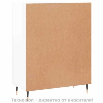 Сайдборд, бял гланц, 69,5x34x90 см, инженерно дърво