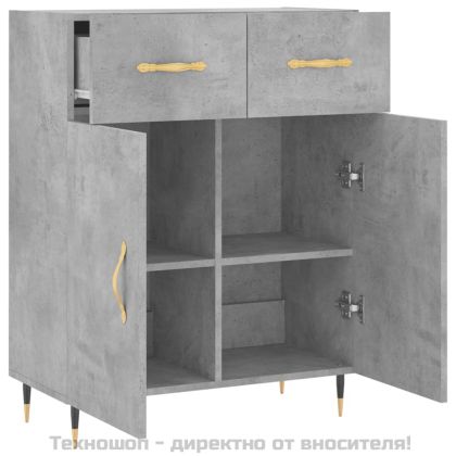 Сайдборд, бетонно сив, 69,5x34x90 см, инженерно дърво