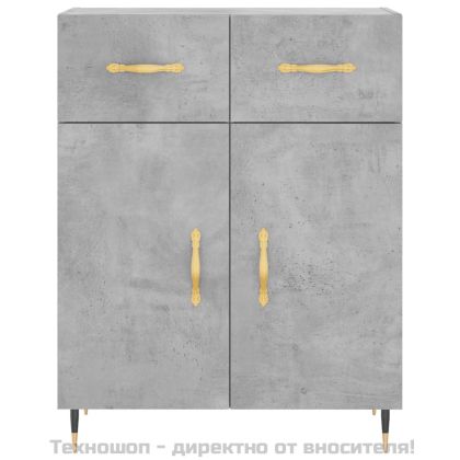 Сайдборд, бетонно сив, 69,5x34x90 см, инженерно дърво