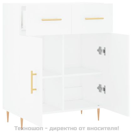 Сайдборд, бял, 69,5x34x90 см, инженерно дърво