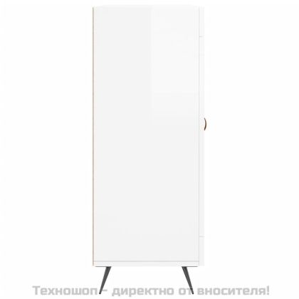 Сайдборд, бял гланц, 69,5x34x90 см, инженерно дърво