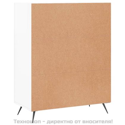Сайдборд, бял гланц, 69,5x34x90 см, инженерно дърво