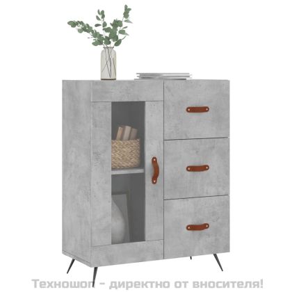 Сайдборд, бетонно сив, 69,5x34x90 см, инженерно дърво